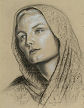 Angelina (charcoal/chalk on paper) - drawing by artist Dave Hewson