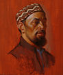 color sketch by artist Dave Hewson - head study for Baptism (Donny) oil on wood