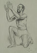 beggar figure (graphite on paper) by artist David Hewson