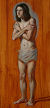 color sketch by artist Dave Hewson - figure study of Baptism scene (oil on wood) 