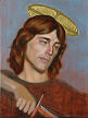 head study of St. Martin (23kt.gold water gilt/oil on wood) 